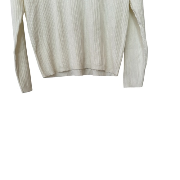 Laura Scott Ivory Ribbed Knit Mock Neck Sweater Women XL NWT Vintage - Picture 8 of 12